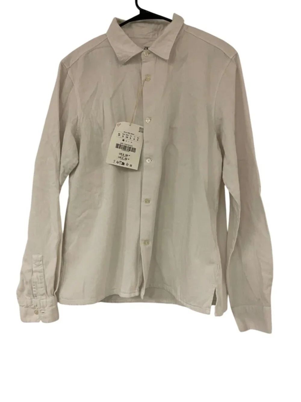 Zara Mens Lightweight Denim Shirt S White Cotton Limited Ed A/W 25 7545/397 NWT
